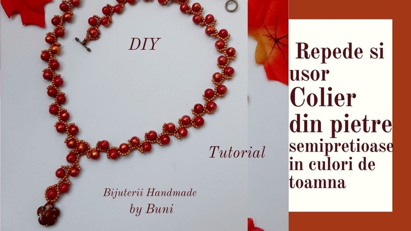 DIY simplu si usor Colier din Pietre semipretioase in culori de toamna, beaded autumnal