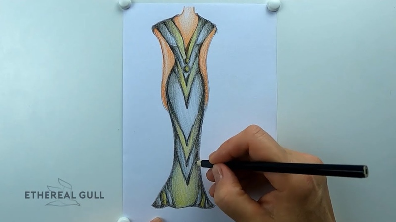 Drawing of a Wonderful Gray Dress for Going to the