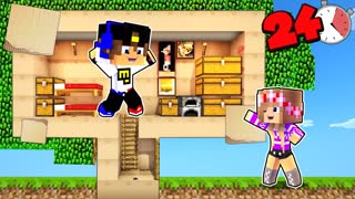 24 ЧАСА ЖИВУ В ДОМЕ ИЗ КАРТОНА НА ДЕРЕВЕ в МАЙНКРАФТ но ДЕВУШКА НУБ И ПРО ВИДЕО ТРОЛЛИНГ MINECRAFT