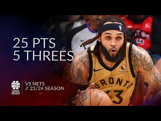 Gary Trent Jr 25 pts 5 threes vs Nets 23/24 season