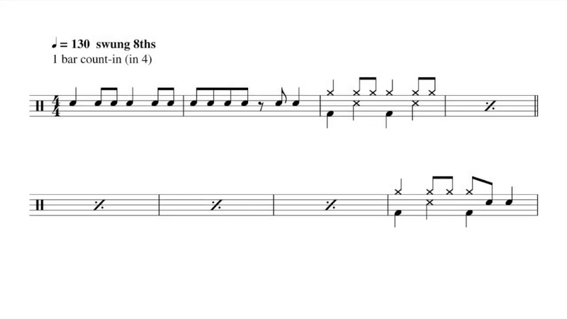 Jazz song chart INTERACTIVE Sight Reading Practice for Drums PLAY