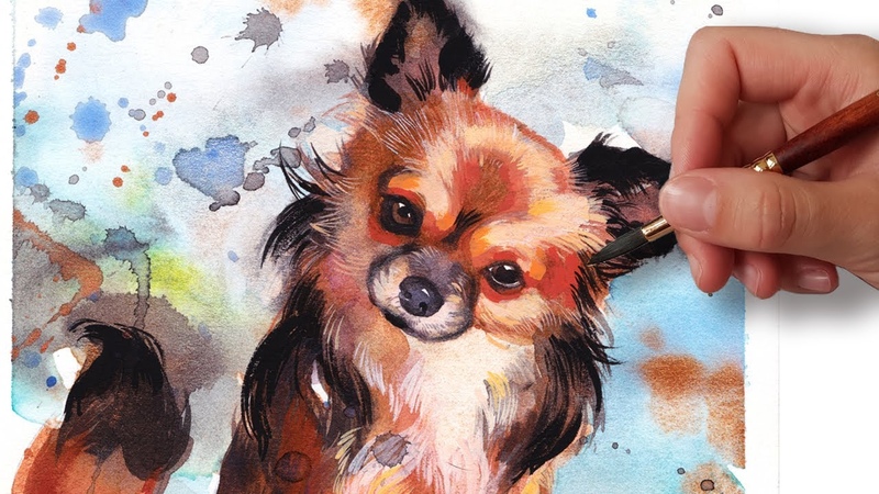 HOW TO PAINT A DOG PORTRAIT IN 6 STEPS ,, BEGINNER WATERCOLOR