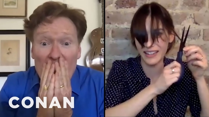 Conan Gives Lizzy Caplan A Haircut Over Zoom, CONAN on