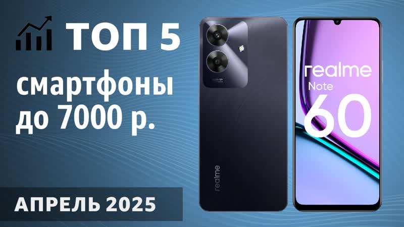 ТОП 5. Лучшие смартфоны до 7000 рублей. Апрель 2025 года.