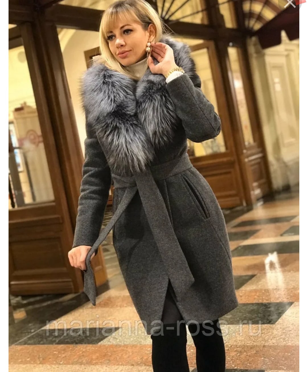 Pompa пальто черное с чернобуркой