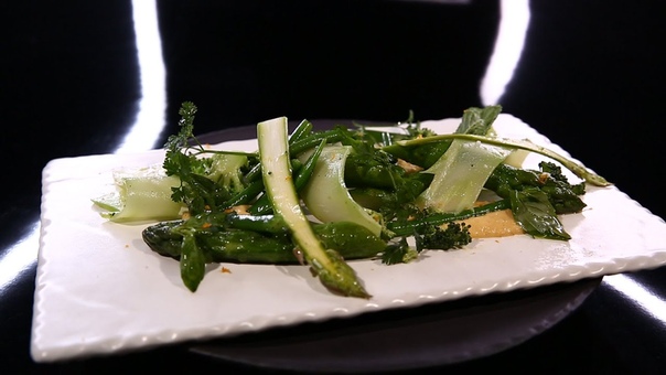 Printanière de légumes verts, maïs crémeux, par Olivier Bellin (,