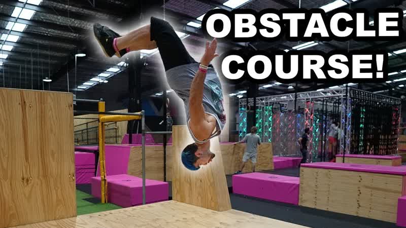 Ninja Warrior Obstacle Course At Trampoline Park ( Sis VS