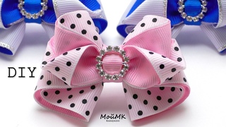 МАЛЕНЬКИЕ БАНТИКИ КАНЗАШИ ИЗ РЕПСОВОЙ ЛЕНТЫ, МК DIY RIBBON HAIR BOW TUTORIAL МОЙМК